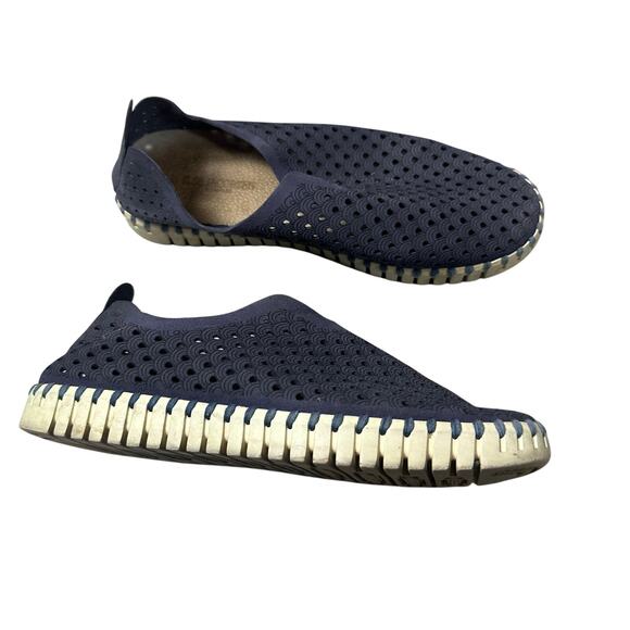 Ilse Jacobsen Navy Blue Perforated Slip On Shoes - Picture 2 of 6